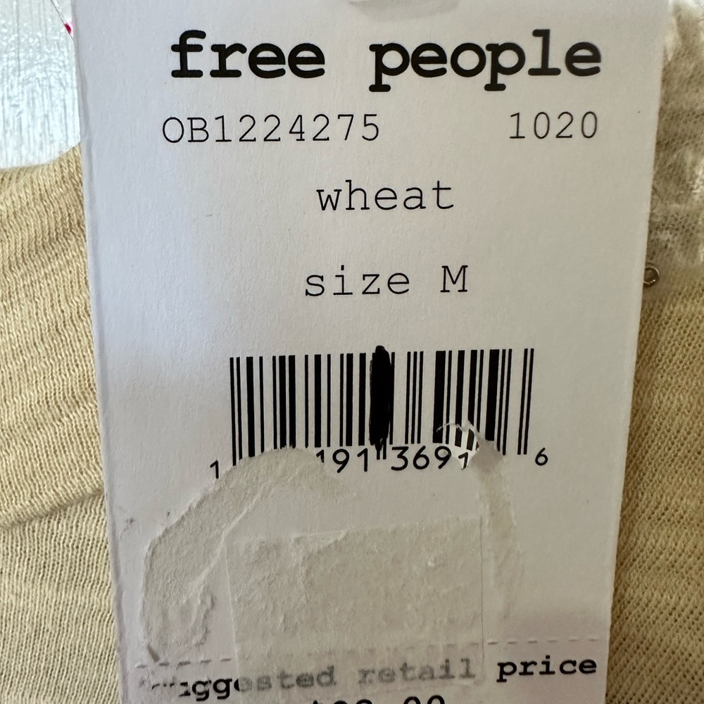 NWT FREE PEOPLE “HOOKED ON YOU” MOCK NECK TOP IN WHEAT SIZE MED - Picture 10 of 13